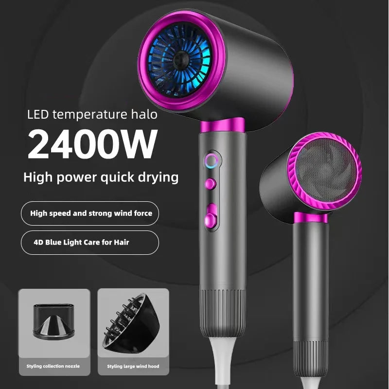 Manufacturer's Direct Selling 2400w High-Power Negative Ion Blue Light Hair Dryer for Home and Salon Use