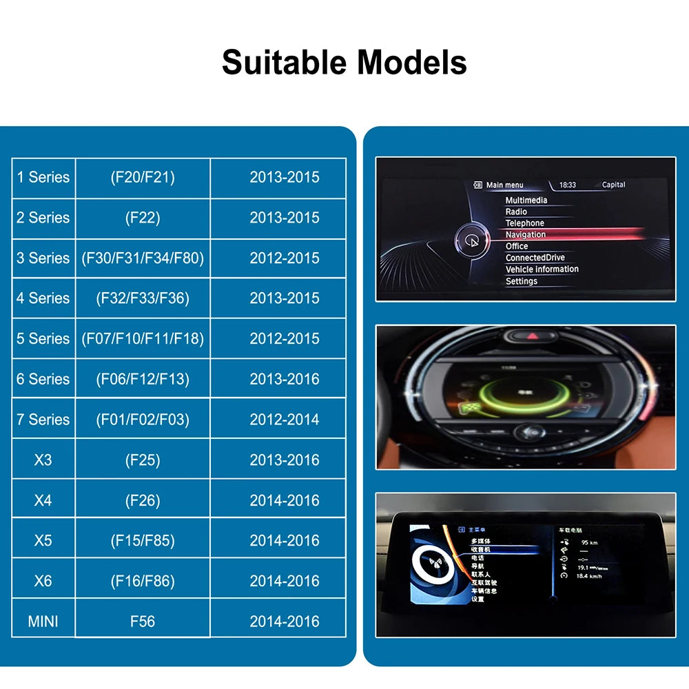 BMW 1 2 3 4 5 6 7 Series X3 X4 X5 X6 MINI NBT CIC System AirPlay Wireless Apple CarPlay Android Auto Intelligent Decoder Box