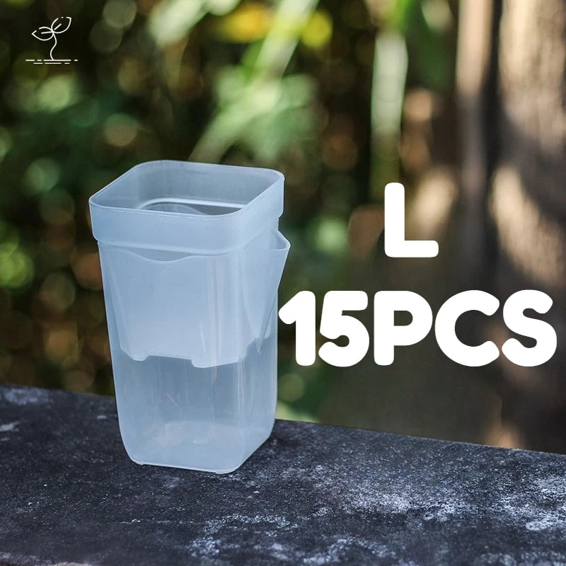 15 Self-Watering Plant Pots with Reservoirs for Mini Seedlings, Flowerpots, and Translucent Plastic Planters
