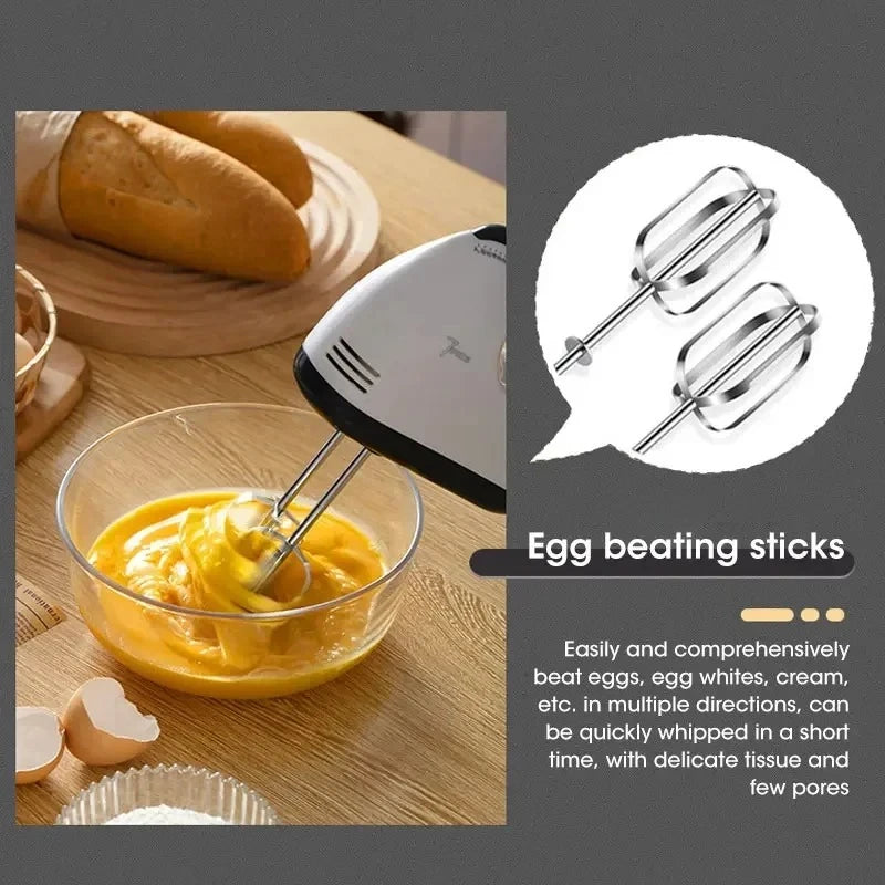 This multipurpose kitchen mixing appliance is a 7-speed electric hand mixer that automatically blends cream, eggs, cake, and dough.