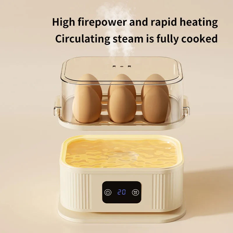 TINSOL 200W High-Power Smart Egg Steamer with Timer Function, Multipurpose Electric Egg Cooker, Kitchen Breakfast Maker