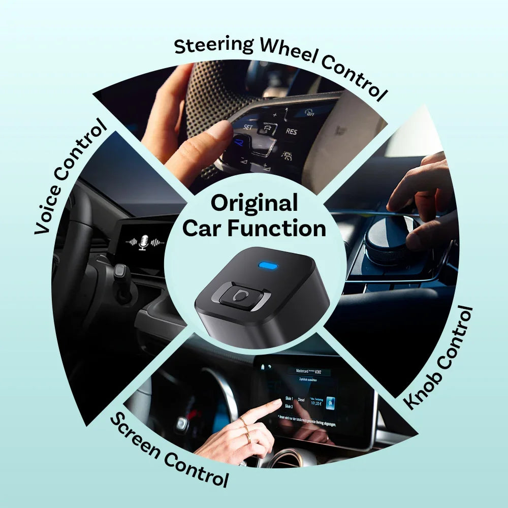 Benz, Audi, and Toyota Ottocast Mini Dot Express 2-in-1 Wireless CarPlay Android Auto Adapter Plug Play Fast Connect USB Dongle