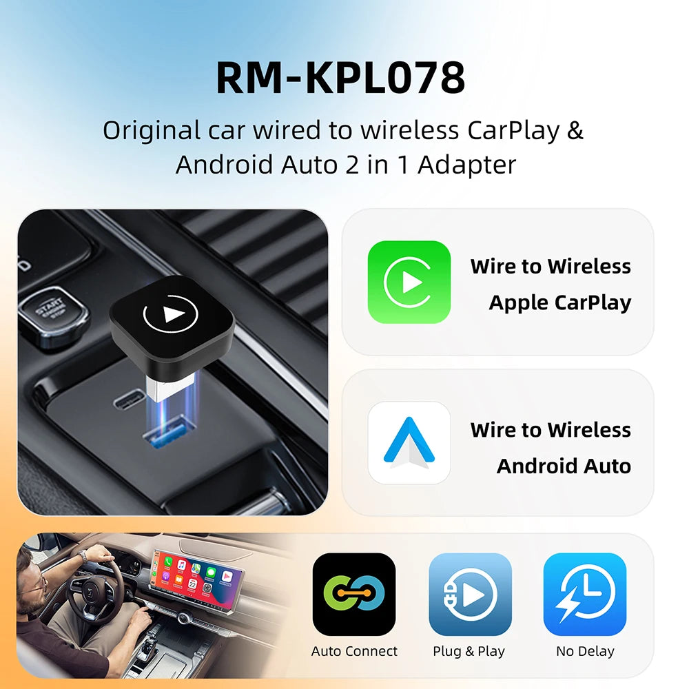 AI Smart Box Car Intelligent Systems for Wired CarPlay Cars with a 2-in-1 Wireless CarPlay Dongle and Wireless Android Auto Adapter