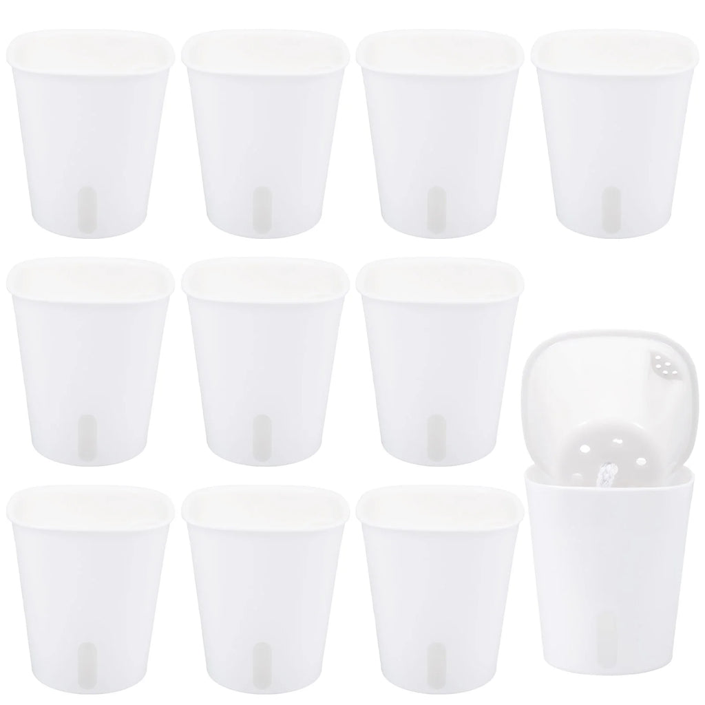 Ten Self-Watering Planters with Self-absorbing Flower Pots for Lazy Hydroponic Desktop Decorations Made of Translucent Plastic