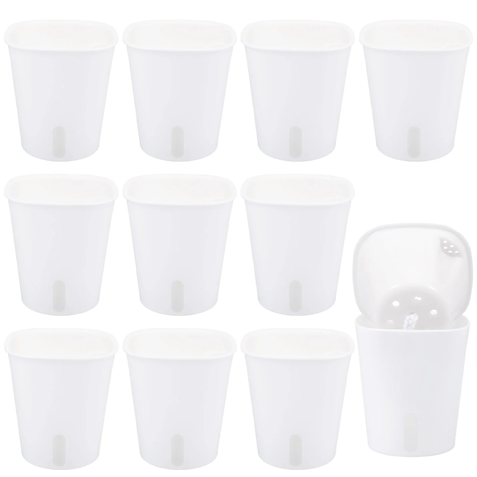 Ten Self-Watering Planters with Self-absorbing Flower Pots for Lazy Hydroponic Desktop Decorations Made of Translucent Plastic