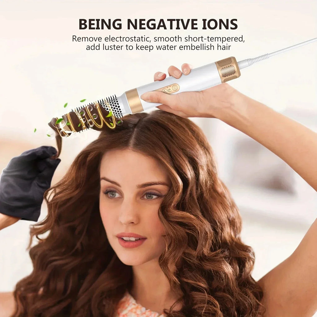 Professional Negative Ion Curling Iron Hair Straightener Brushless Motor High Speed Hair Dryer Hot Comb Set, 7-in-1 Hair Dryer