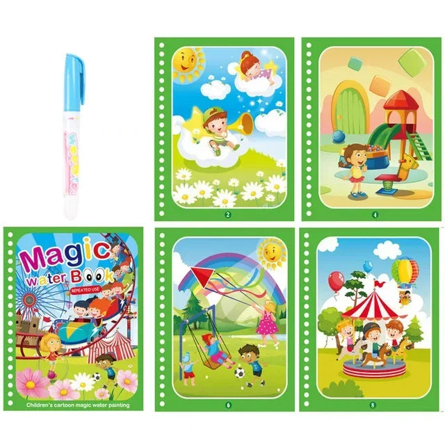 Kids' Drawing Colouring Books: Magic Water Book with Pen for Children Ages 2 to 4 Learning Education Toy Baby Montessori Toys