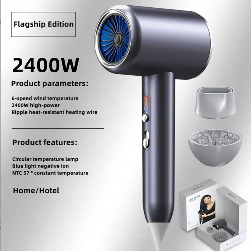 Manufacturer's Direct Selling 2400w High-Power Negative Ion Blue Light Hair Dryer for Home and Salon Use