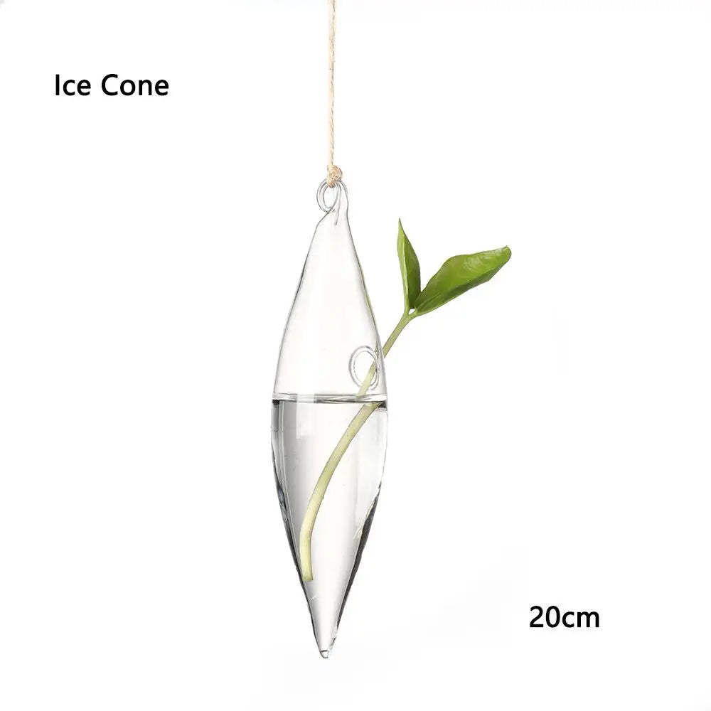 Adorable Glass Vase with Transparent Hanging Glass for Hydroponic Plant Pot Container, Birds, Angels, Peaches, and Water Droplets