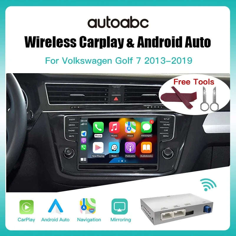 Volkswagen Golf 7 Wireless Carplay Android Auto with MIBI System Multimedia Accessory Mirror Link AirPlay Compatible Cameras