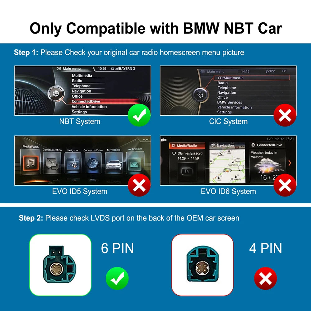 BMW 1 2 3 4 5 6 7 Series X3 X4 X5 X6 MINI NBT CIC System AirPlay Wireless Apple CarPlay Android Auto Intelligent Decoder Box