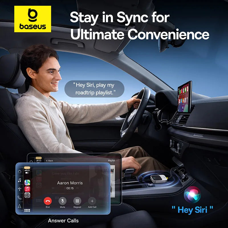 Plug-and-play Bluetooth Smart CarPlay Baseus Wireless CarPlay Wired to Wireless CarPlay Adapter Auto Connect Car Intelligent Systems