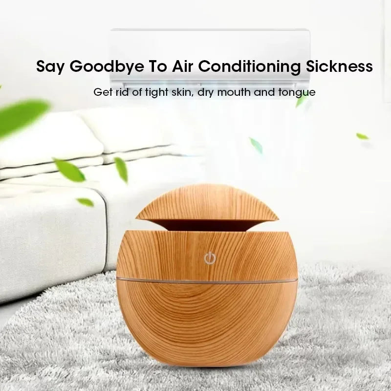 Mini Wood Grain Air Humidifier USB Ultrasonic Cool Mist Sprayer Essential Oil Fragrance Electric Air Aroma Diffuser Purifier