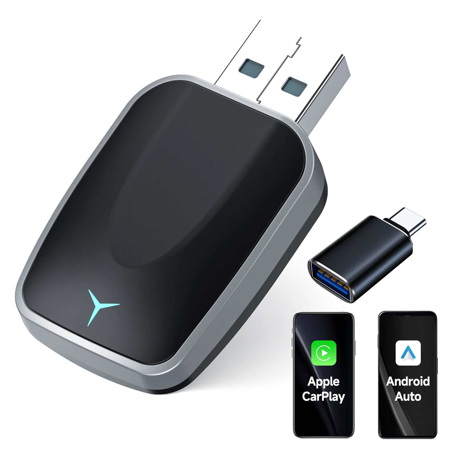 Wireless CarPlay & Android Auto Adapter, Plug-and-Play Dongle with USB-A/C Support for iOS 10+ and Android 11+