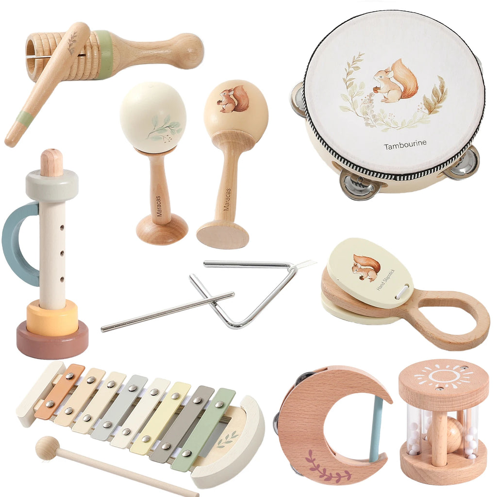 Musical Instruments Montessori Music Drum Xylophone Children's Early Educational Wooden Instruments Baby Toys 0–12 Months