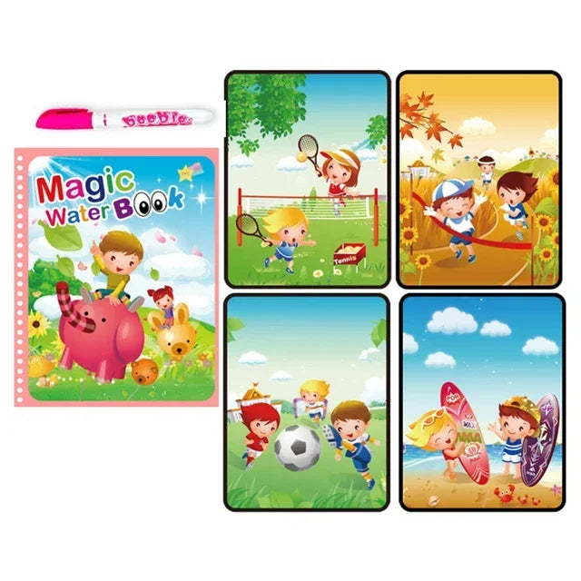 Kids' Drawing Colouring Books: Magic Water Book with Pen for Children Ages 2 to 4 Learning Education Toy Baby Montessori Toys