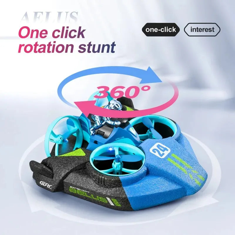 Children's RC Mini Drone Altitude Hold Headless Mode 3-in-1 Sea Land Air Flight 2.4G 6-Axis Quadcopter Boat RC Helicopter