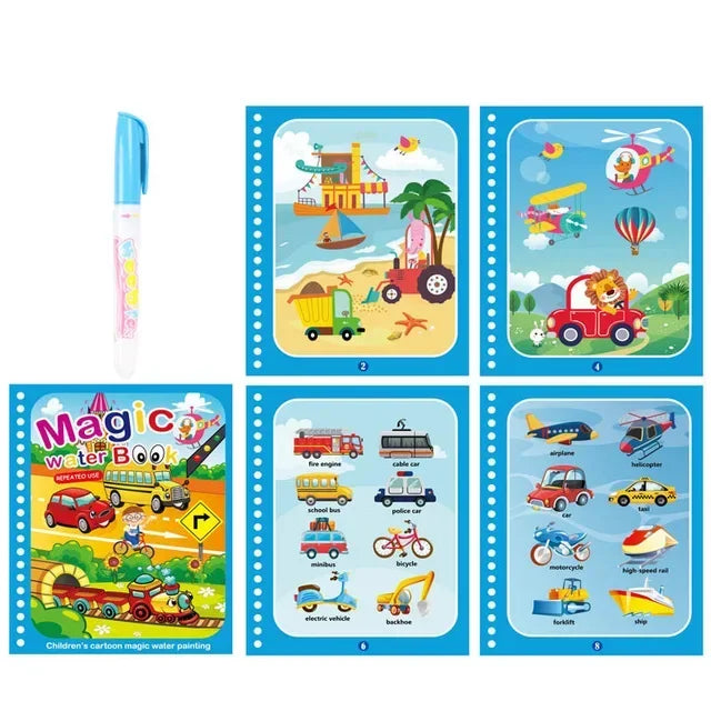 Kids' Drawing Colouring Books: Magic Water Book with Pen for Children Ages 2 to 4 Learning Education Toy Baby Montessori Toys